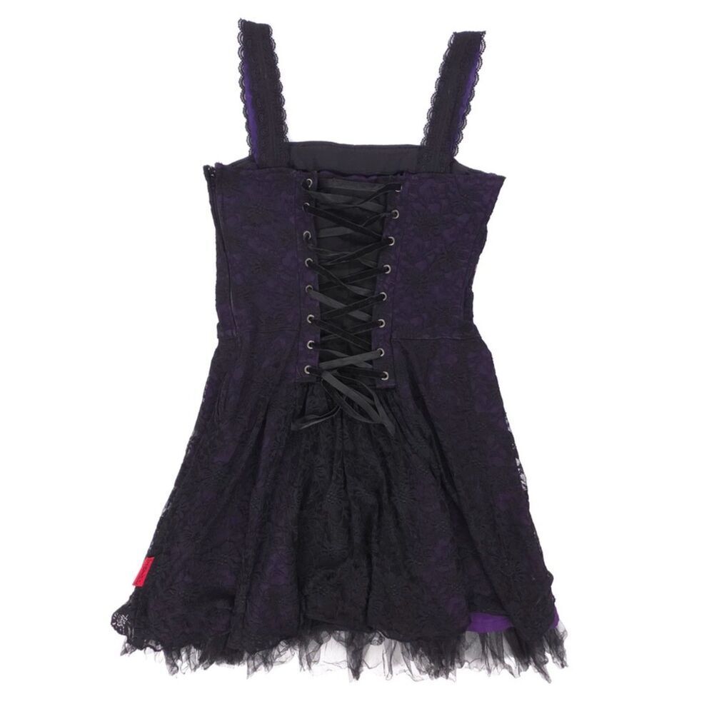 TRIPP NYC Purple Corset Mini Dress Lace Up Whimsigoth Fairy 90s Y2k Grunge Witch - Picture 5 of 8